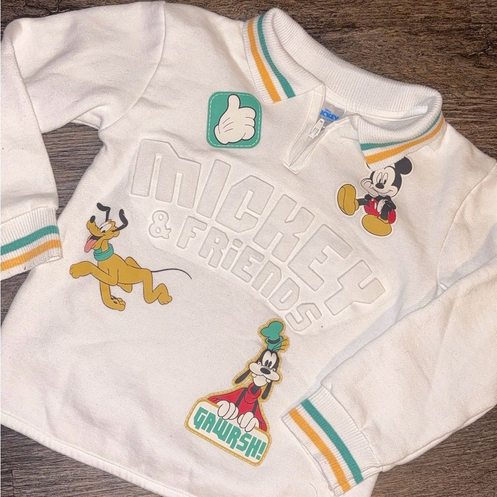 Disney Mickey & Friends White Sweatshirt with Colorful Accents